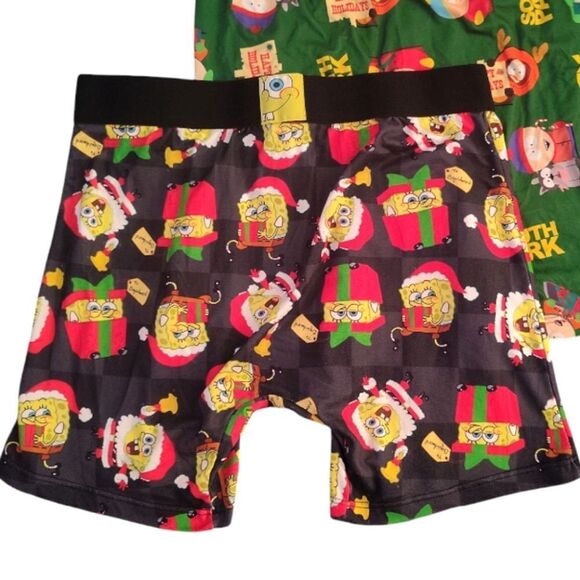 Crazy Boxer 2 Pairs SpongeBob And South Park Christmas Boxer Briefs Large - Picture 11 of 15